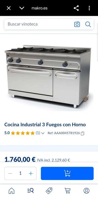 Cocina Industrial de 3 Fuegos con Horno