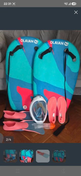 Set de Snorkel y 2 Tablas de Bodyboard Olaian