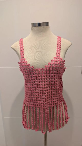 Pack 3 tops crochet flecos (rosa, azul y crema) TU