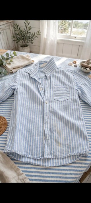 Camisa de rayas azul y blanca niño de 6-7 años