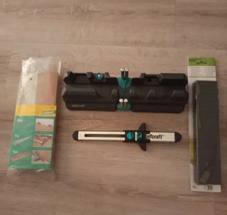 Caja de ingletes Wolfcraft y accesorios