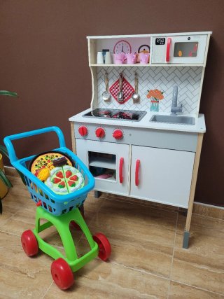 Cocinita de Juguete y Carrito de Compra
