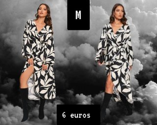 Vestido Estampado Blanco y Negro Talla M