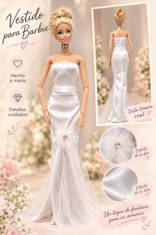 Abito da Sera Bianco per Barbie