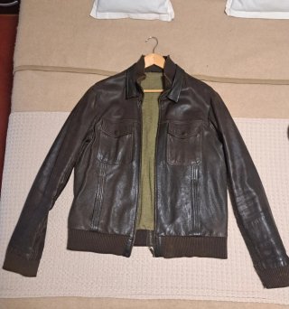 Cazadora hombre de cuero marrón XL-42