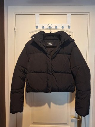 Anorak Acolchado Negro Zara Talla S