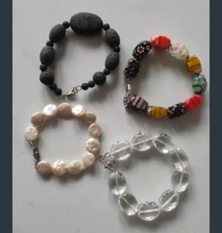 Set de 4 Pulseras de Plata y Piedras Naturales