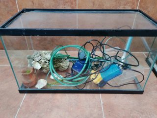 Pecera de Cristal con Accesorios largo 55.5 alt 35