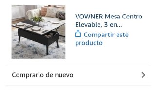 Mesa de Centro Elevable VOWNER Negra