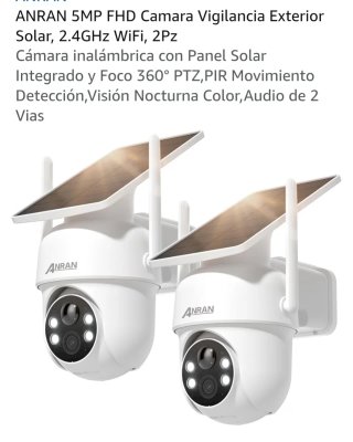 2 Cámaras de Vigilancia ANRAN con Panel Solar