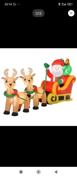 Papá Noel Hinchable con Trineo y Renos