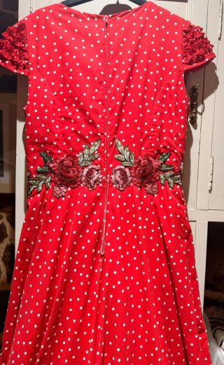 Traje de Romería o Rocío Rojo con Lunares