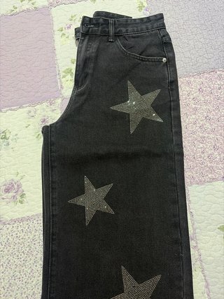 Pantalones Negros con Estrellas de Brillos
