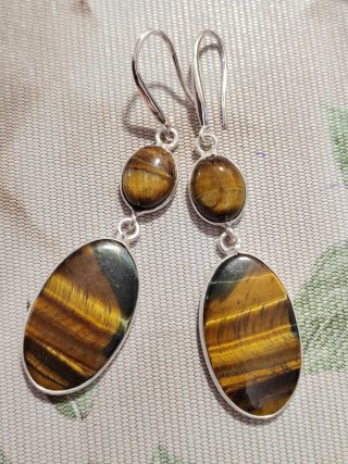 Pendientes de Plata 925 y Ojo de Tigre