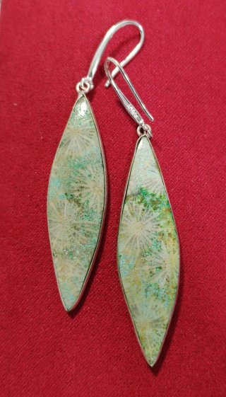 Pendientes de Coral Fósil y Plata 925