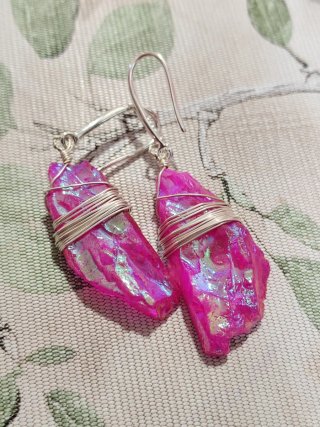 Pendientes de Cuarzo Aura y Plata 925