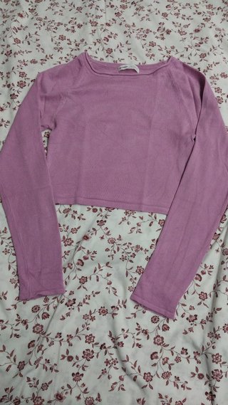 Camiseta manga larga Pull & Bear morada