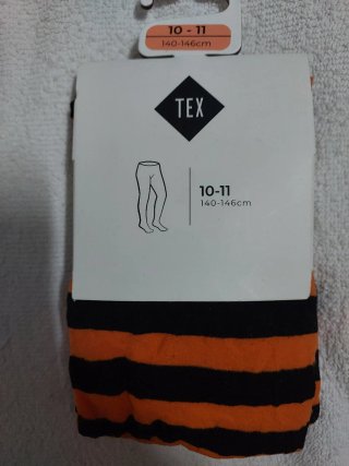 Leotardos TEX Rayas Negro y Naranja niña