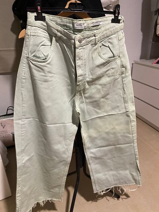 Vaqueros Rectos Bershka Verde Agua Talla 42