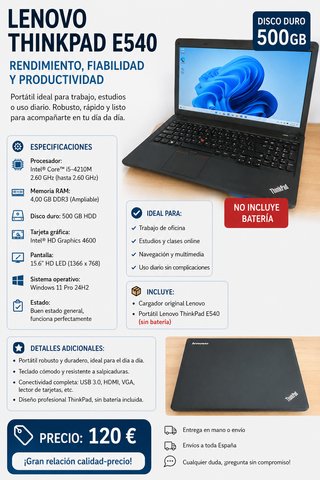 Lenovo ThinkPad E540 500GB HDD 4GB RAM