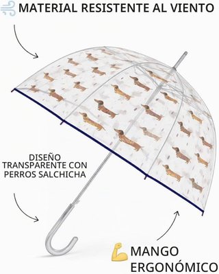 Paraguas Transparente con Perros Salchicha