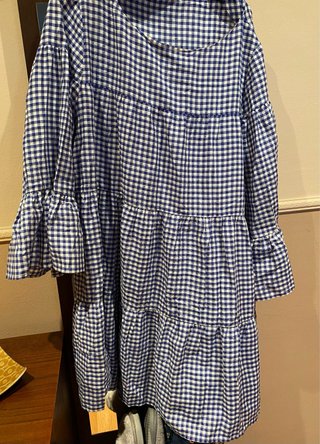 Vestido de cuadros azul y blanco