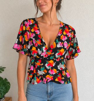Blusa Cruzada Zara Trafaluc Estampada Talla S