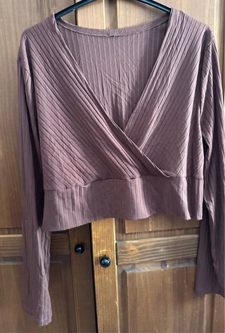 Top Marrón Cruzado de Canalé Talla L