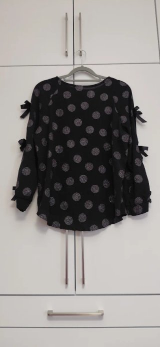 Camisa Negra con Lunares y Purpurina
