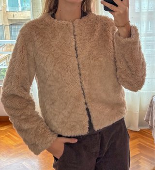 Chaqueta Abrigo de Pelo Beige