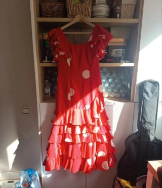 Vestido de sevillana Manuela Macías rojo
