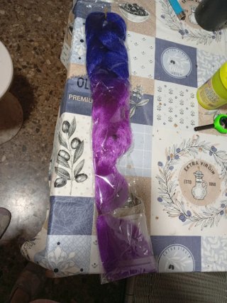 Peluca Trenzada Degradado Lila y Rosa