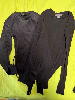 2 Bodys Manga Larga Negros Talla S