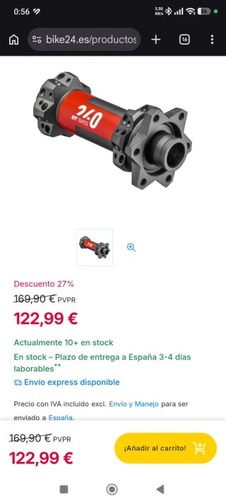 Buje delantero DT Swiss 240
