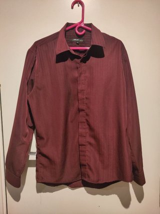 Camisa L Mental Urban vino rayas manga larga