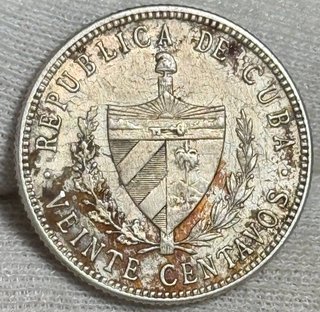 20 Centavos Plata República de Cuba 1949 + Regalo