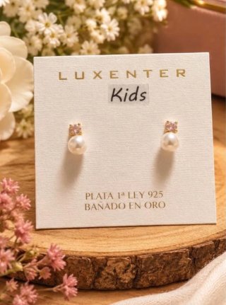 Pendientes Luxenter Kids Perla con circonita