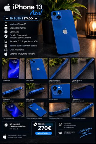 iPhone 13 128GB Azul Negociable