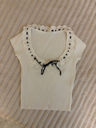 Camiseta Zara Blanca con Volantes Talla S