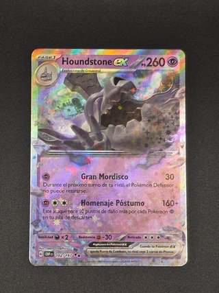Carta Pokémon Houndstone ex #102 Llamas Obsidianas