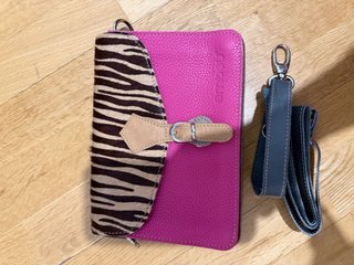 Bolso Bandolera de Piel emdou Rosa y Estampado