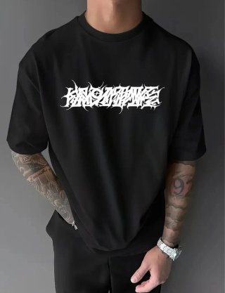 Camiseta Negra Estampada Talla L