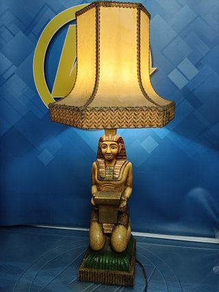 Lampada a figura egizia, Hollywood, anni '70, 80 cm.