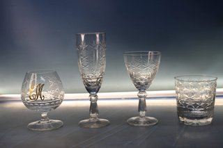 Vetreria anni '50. Cristallo intagliato stile Thomas Webb.