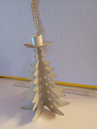 Portavelas Navideño Árbol Plateado