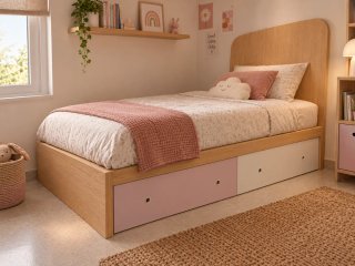 Cama Juvenil con Cabecero y Cajones