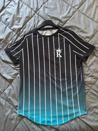 Camiseta Shein rayas degradado negro azul S