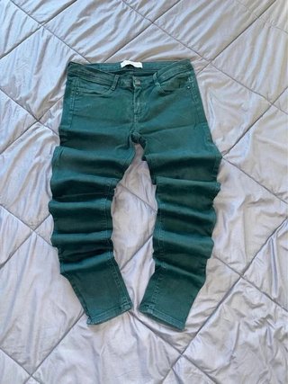 Vaqueros skinny verde Zara Trafaluc T.38