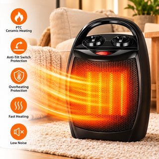 Riscaldatore Ceramico PTC 1500W Portatile Antiribaltamento