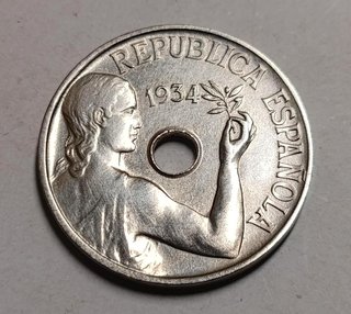 Moneda 25 Céntimos 1934 2ª República